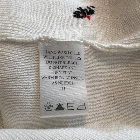 Ambra Holiday Sweater with Embroidered Women in Black and Red Size Large Petite - Picture 7 of 7